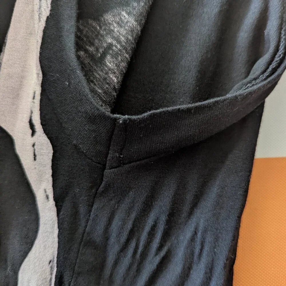 Allsaints Rip It Up Tunic Tee Black Grey Tone Abstract Graphic High Low Hem - Picture 5 of 12